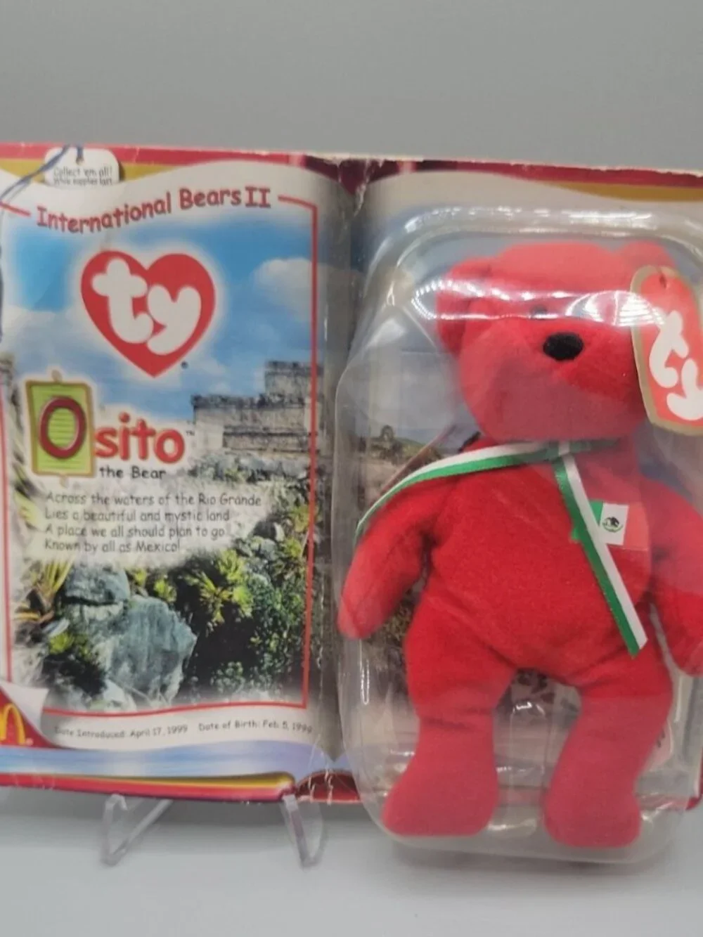 Vintage 2000 Ty McDonald's Teenie Beanie Babies OSITO the Bear (Mexico) MOC NIP